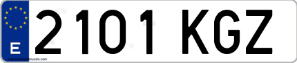 Ejemplo de matrícula de coche ordinaria 2101 KGZ