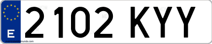 Ejemplo de matrícula de coche ordinaria 2102 KYY