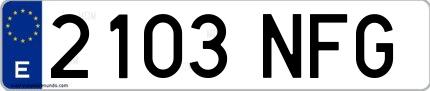 Ejemplo de matrícula española 2103 NFG