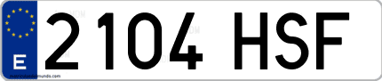 Ejemplo de matrícula de coche ordinaria 2104 HSF