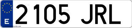 Ejemplo de matrícula de coche ordinaria 2105 JRL