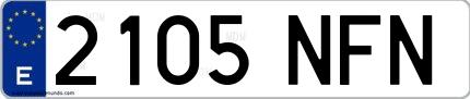 Ejemplo de matrícula española 2105 NFN