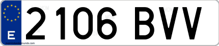 Ejemplo de matrícula de coche ordinaria 2106 BVV