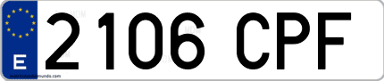 Ejemplo de matrícula de coche ordinaria 2106 CPF