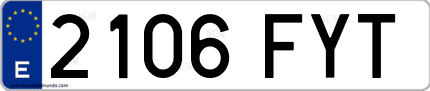Ejemplo de matrícula de coche ordinaria 2106 FYT