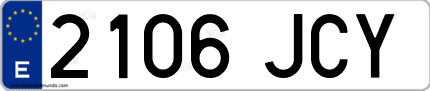 Ejemplo de matrícula de coche ordinaria 2106 JCY