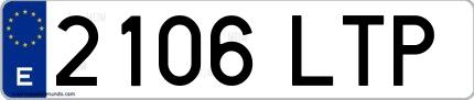 Ejemplo de matrícula española 2106 LTP