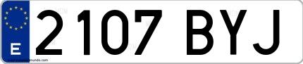 Ejemplo de matrícula española 2107 BYJ
