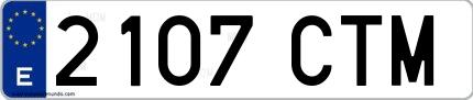 Ejemplo de matrícula española 2107 CTM