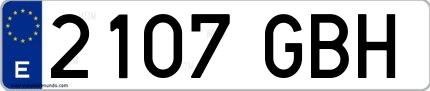Ejemplo de matrícula española 2107 GBH