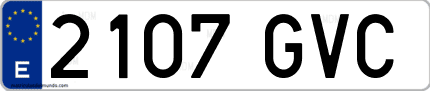 Ejemplo de matrícula de coche ordinaria 2107 GVC