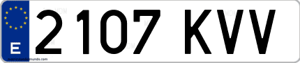 Ejemplo de matrícula de coche ordinaria 2107 KVV