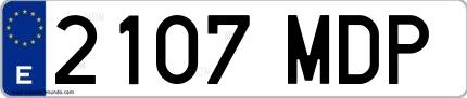 Ejemplo de matrícula española 2107 MDP