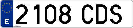 Ejemplo de matrícula de coche ordinaria 2108 CDS