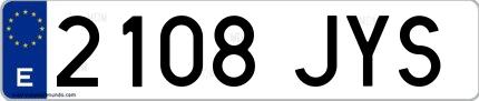 Ejemplo de matrícula de coche ordinaria 2108 JYS