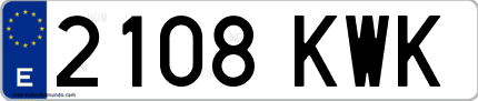 Ejemplo de matrícula de coche ordinaria 2108 KWK