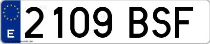 Ejemplo de matrícula española 2109 BSF