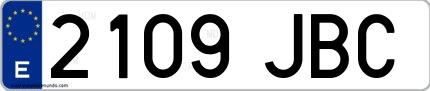Ejemplo de matrícula española 2109 JBC