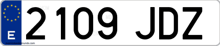 Ejemplo de matrícula de coche ordinaria 2109 JDZ