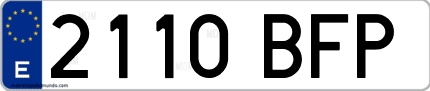 Ejemplo de matrícula de coche ordinaria 2110 BFP