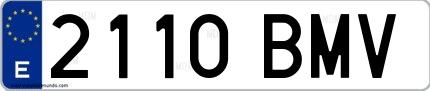 Ejemplo de matrícula española 2110 BMV