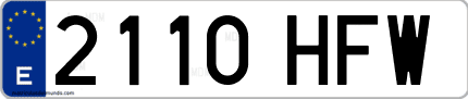 Ejemplo de matrícula de coche ordinaria 2110 HFW