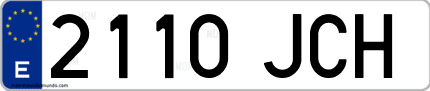 Ejemplo de matrícula de coche ordinaria 2110 JCH