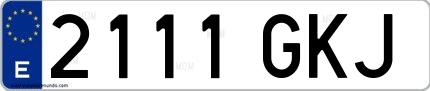 Ejemplo de matrícula española 2111 GKJ