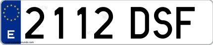Ejemplo de matrícula española 2112 DSF