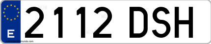 Ejemplo de matrícula de coche ordinaria 2112 DSH