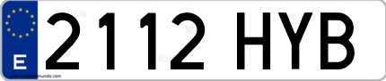 Ejemplo de matrícula de coche ordinaria 2112 HYB