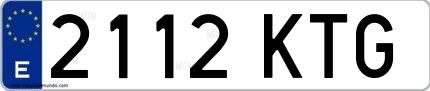 Ejemplo de matrícula española 2112 KTG