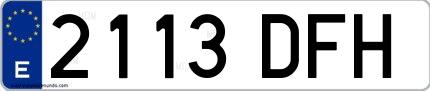 Ejemplo de matrícula española 2113 DFH