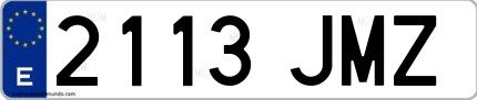Ejemplo de matrícula española 2113 JMZ
