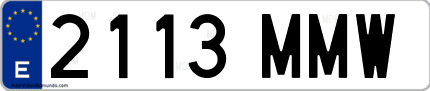 Ejemplo de matrícula de coche ordinaria 2113 MMW