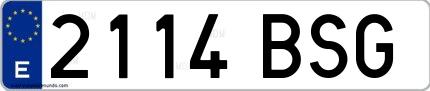 Ejemplo de matrícula española 2114 BSG