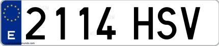 Ejemplo de matrícula española 2114 HSV