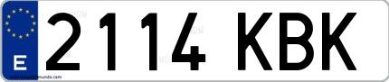 Ejemplo de matrícula de coche ordinaria 2114 KBK