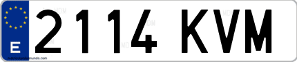Ejemplo de matrícula de coche ordinaria 2114 KVM