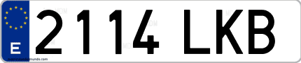 Ejemplo de matrícula de coche ordinaria 2114 LKB