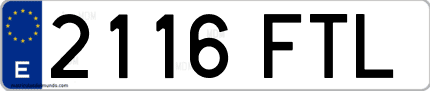 Ejemplo de matrícula de coche ordinaria 2116 FTL