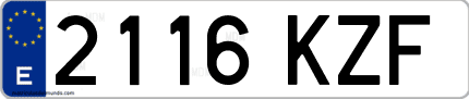Ejemplo de matrícula de coche ordinaria 2116 KZF