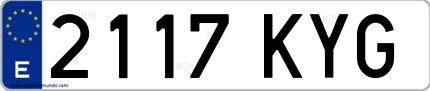 Ejemplo de matrícula española 2117 KYG