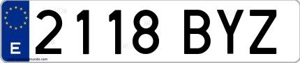 Ejemplo de matrícula española 2118 BYZ