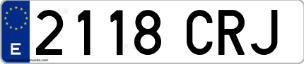 Ejemplo de matrícula de coche ordinaria 2118 CRJ