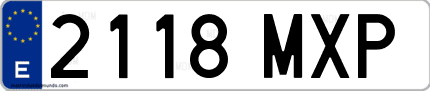 Ejemplo de matrícula de coche ordinaria 2118 MXP