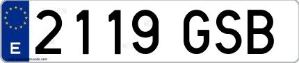 Ejemplo de matrícula española 2119 GSB