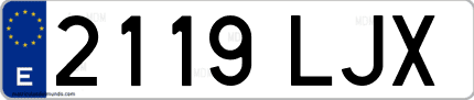 Ejemplo de matrícula de coche ordinaria 2119 LJX