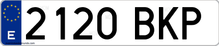 Ejemplo de matrícula de coche ordinaria 2120 BKP