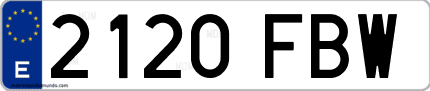 Ejemplo de matrícula de coche ordinaria 2120 FBW